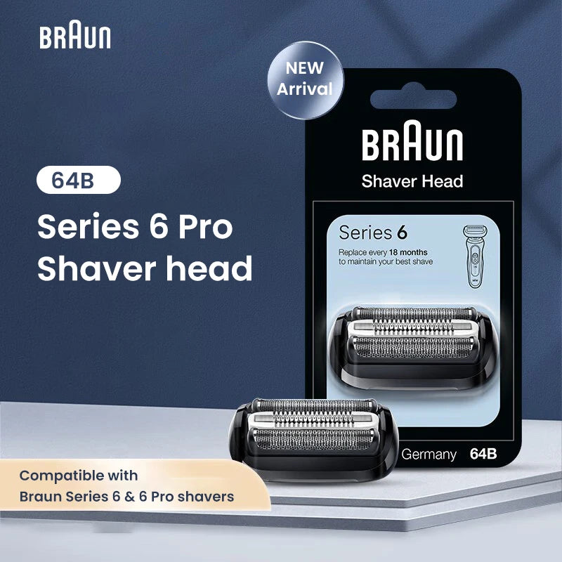 Braun 64B Shaver Head S6 Electric Shaver Replacement Foil Cutter Head 3 Floating Shaving Blade For Braun Series 6 Pro62-S1200s Vue