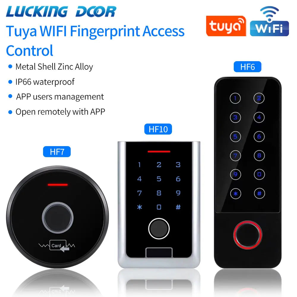 Metal Tuya Smart Home 2.4G WIFI RFID Fingerprint Access Control Keypad Wiegand Reader 26-44 56 support Admin Card Door Contact Vue