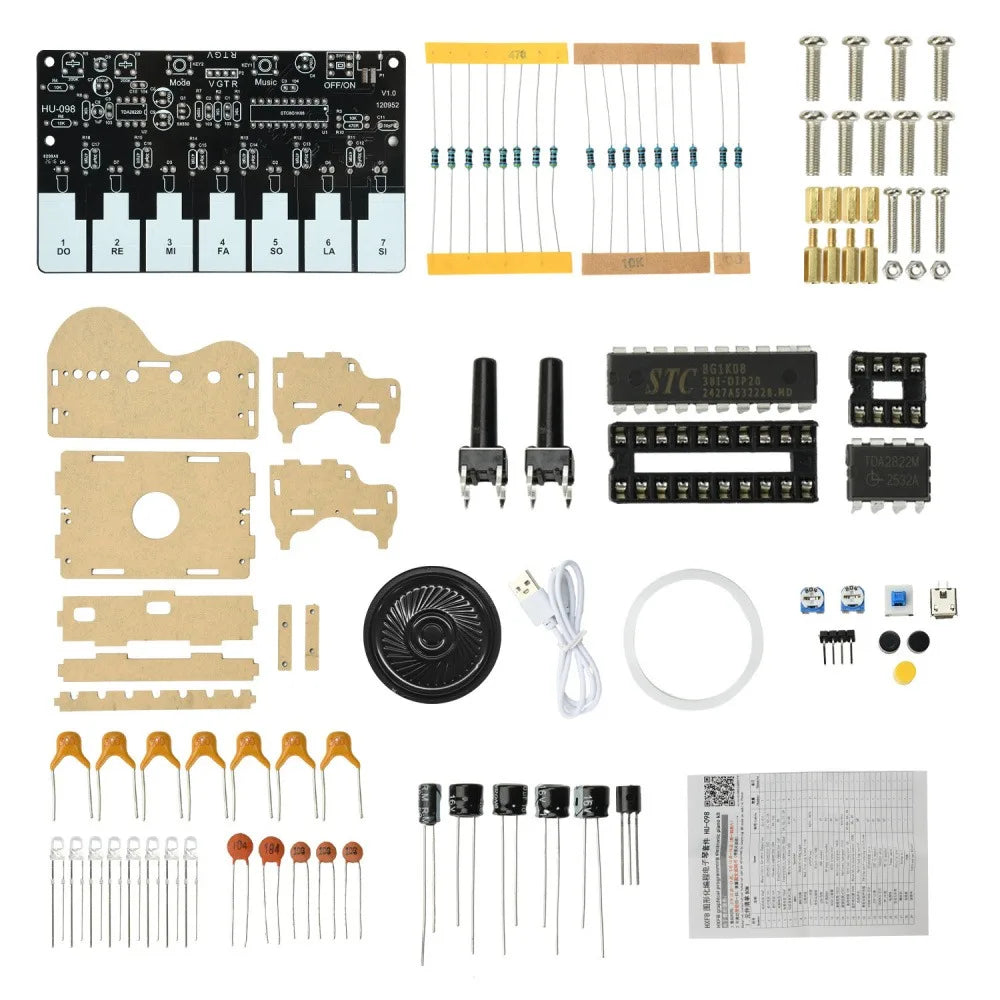 DIY Soldering Electronic Piano Kit Graphical Programmable MCU Circuit Board 5V USB Touch Sensitive Keyboard LED Light Audio Sync Vue Set1