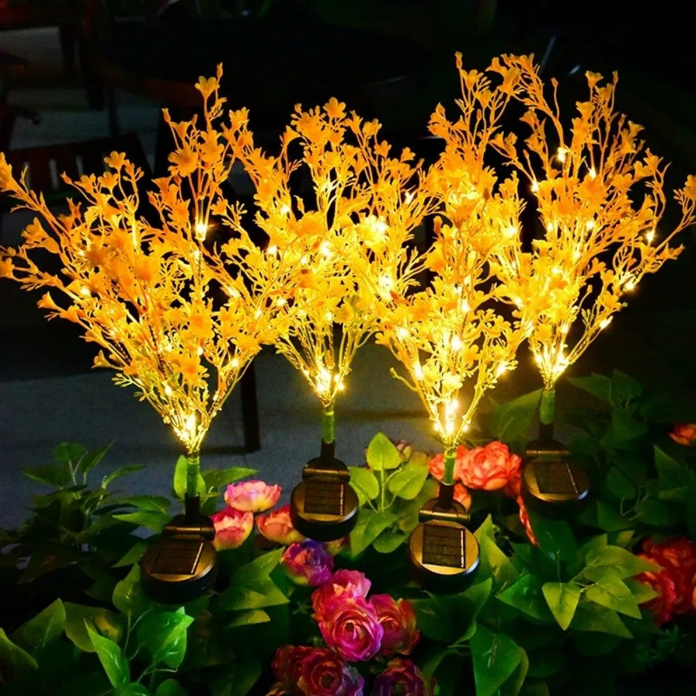 1PC Solar Powered Rapeseed Flower Garden Stake Lights Waterproof LED Pathway Lights for Outdoor Patio Yard Landscape Decor Vue