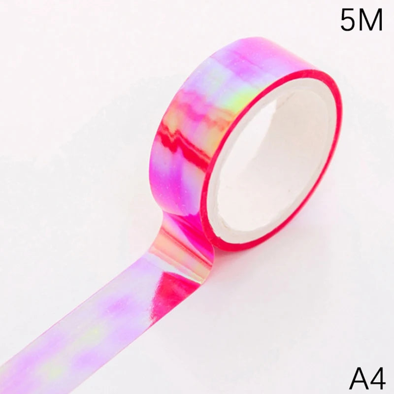 500cm Holographic RG Prismatic Glitter Tape Hoops Stick Rhythmic Gymnastics Ring Decoration Fitness Equipment DIY Scrapbooking Vue A4