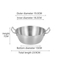 201 Stainless Steel Salad Bowl Melting Boiling Pot Instant Noodle Bowl Korean Rice Wine Bowl With Double-ear Handle Snack Basket Vue 19cm Bowl