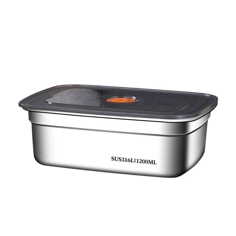 Large Capacity Stainless Steel Fresh-Keeping Box with Locking Lids Sealed Airtight Food Containers Freezer Safe Durable Vue Grey-3500ML