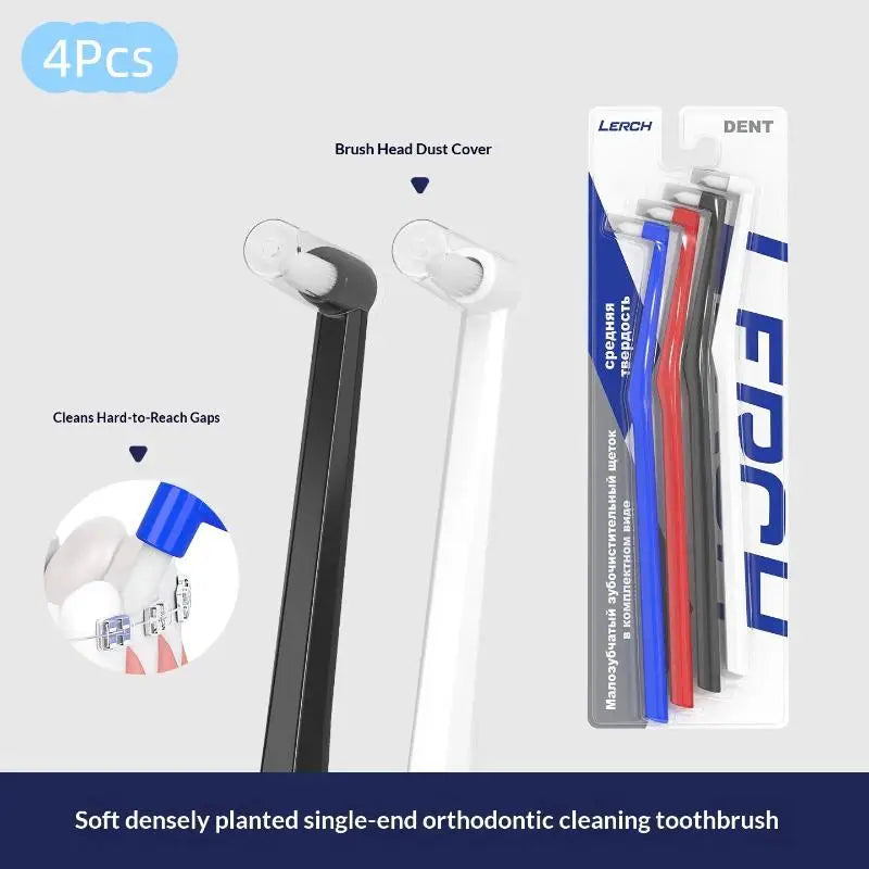 Soft Hair Small Head Single-Beam Toothbrush For Interdental Cleaning Adult Oral Care Deep Cleaning Tool For Teeth Implants Vue 4Pcs