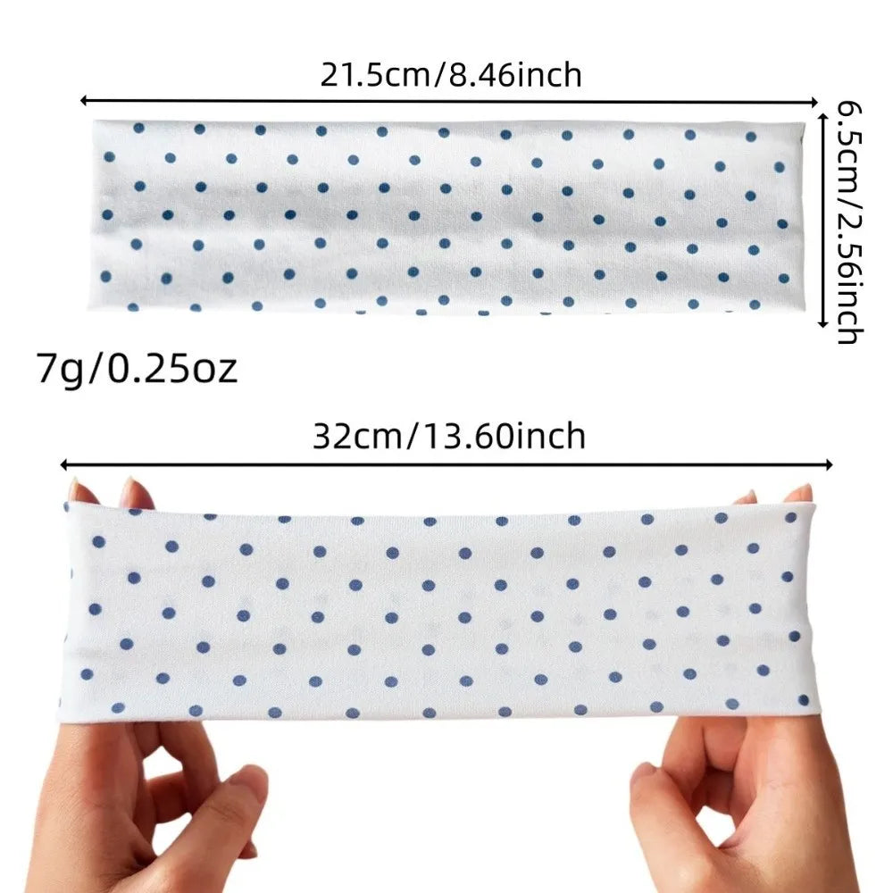 Retro Polka Dot Wide Headbands Elastic Anti-slip Makeup Headband