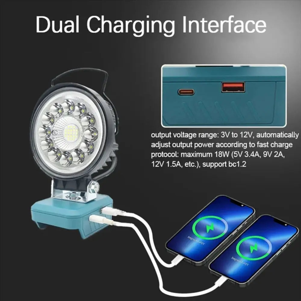 USB-C Quick Charge Outdoor Work Light Easy Install Engineering Lighting LED Working Lamp Flashlight Lantern Electric Torch Vue