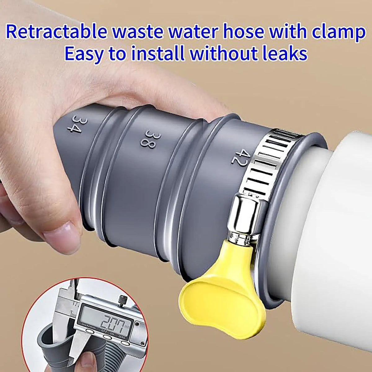 Caravan Sewer Pipe 300/400/500cm Foldable Flexible Waste Pipe Heavy Duty Flexible Leakproof RV Hose Sewer Outfall Parts Vue