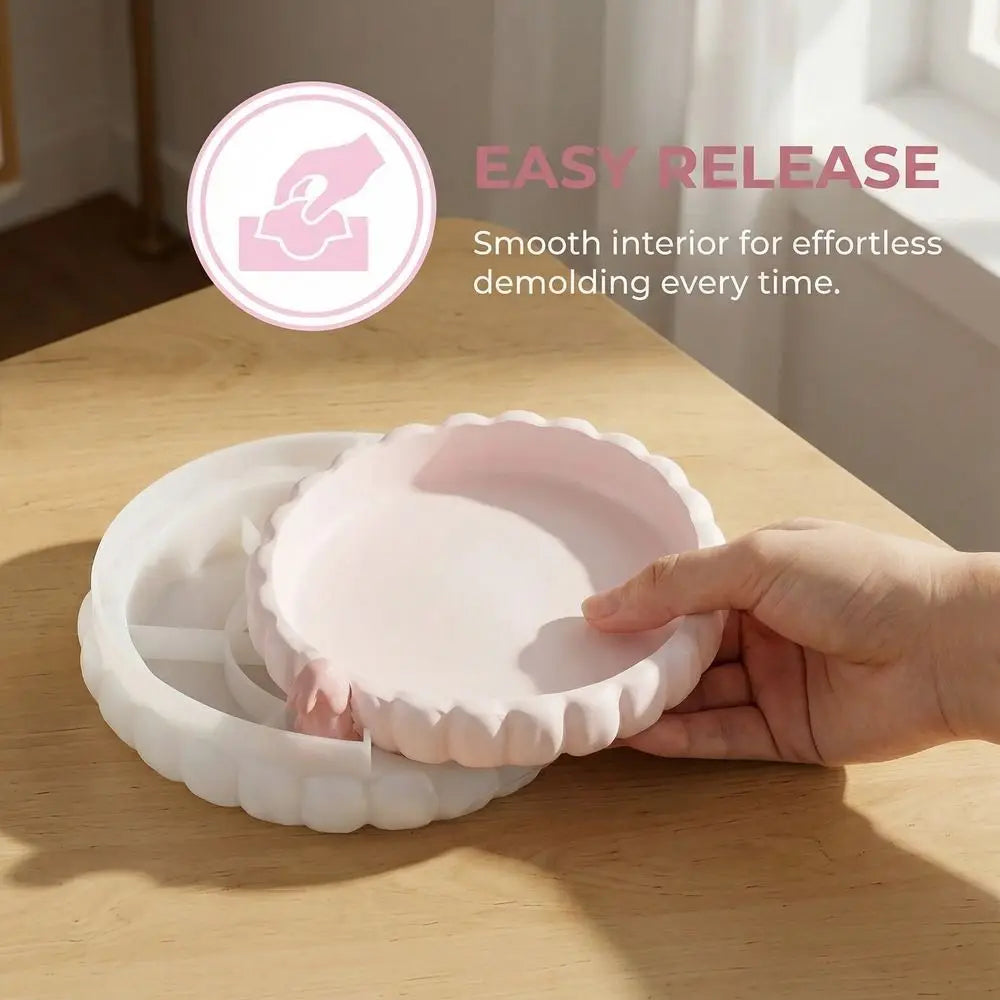 Cute Silicone Rabbit Tray Mold Round Non-stick Easter Mold Handmade Soft Plaster Mould Easter Decor Vue