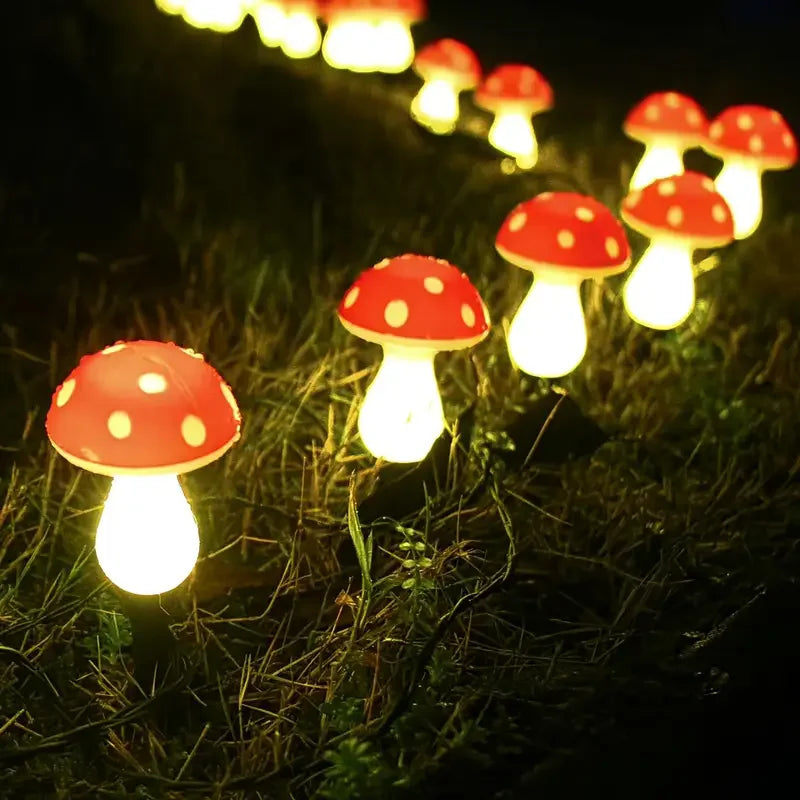 8pcs Solar Mushroom Lights for Garden Pathways Waterproof Outdoor Lawn Lights Christmas Decor Fairy-Themed String Lights 607 Vue
