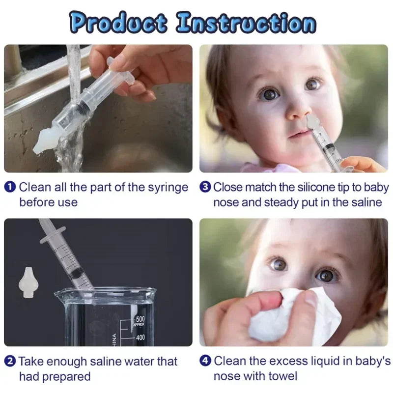vvocci Baby Nose Cleaner Baby Brush & Tweezer with Cleaning Needle Tube Aspirator NasalSyringe Nasal Irrigator Nose Wash Tool Vue