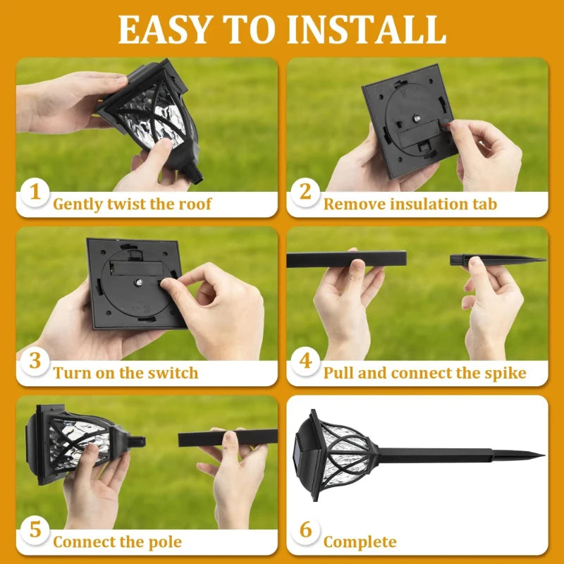 Led Solar Lawn Lights Outdoor Lamp Waterproof Warm Light Garden Courtyard for Walkway Path Villa Landscape Lights Vue