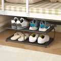 Durable Large Capacity Metal Shoe Rack Space Saving Iron Multi-layer Shoe Rack Simple Kitchen Shelf Bedroom Vue Black 2 Layers