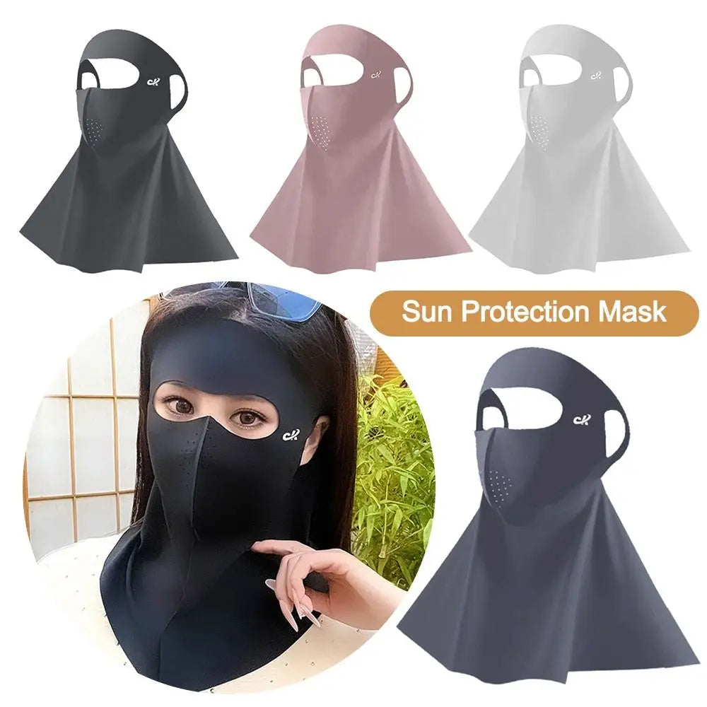 Fashion Ice Silk Sun Protection Mask UPF50+ Full Face Anti-UV Neck