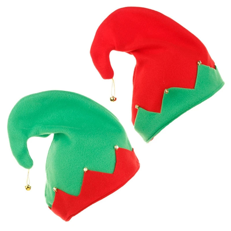Kids Plush Elf Hat with Bell – Christmas Santa Helper Cap Kids Holiday Hat Vue