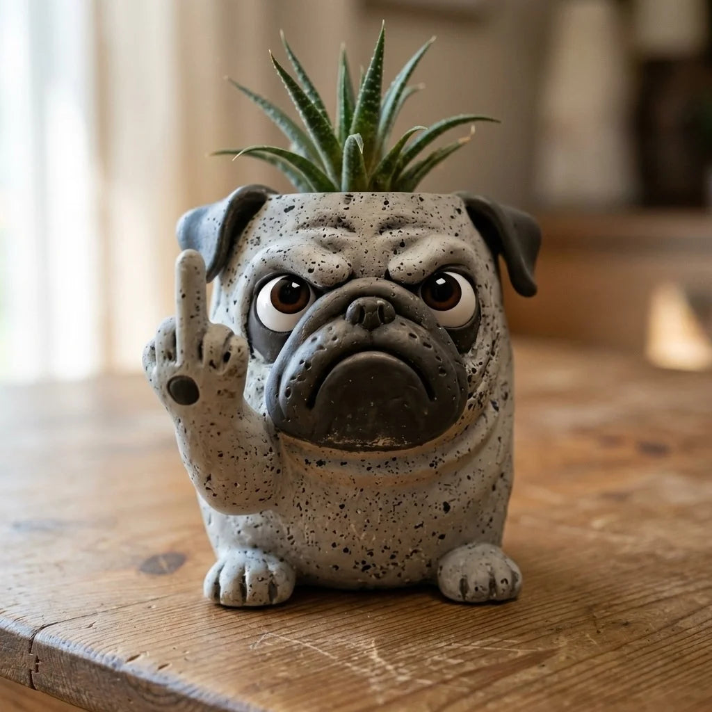 Middle Finger Succulent Cactus Plant Pot Planter Funny Resin Cartoon Animal Desktop Home Garden Office Balcony Novelty Gift Vue A2