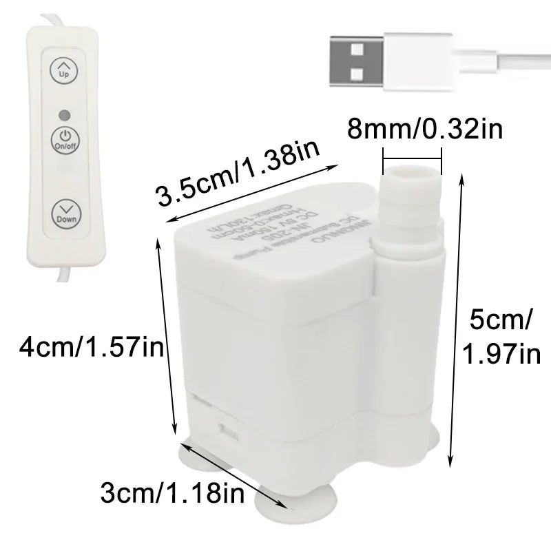 Aquarium Adjustable Silent USB Fish Tank Filtration Pump Pet Fountain Submersible Flow Water Circulation Pump Wired Controller Vue