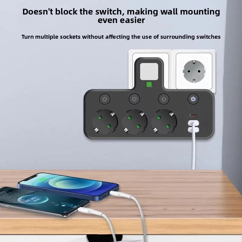 EU Plug AC Socket Power Board Multi-layer Wall Socket Universal Network Filter with Or Without USB Independent Switch Light Adap Vue