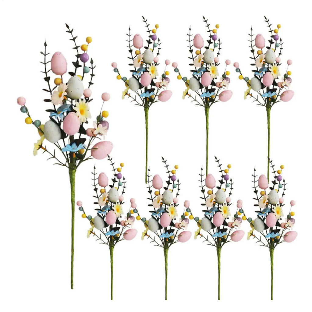 Easter Egg Floral Spring Stem Decorations 44x12cm Easter Egg Stems Flowers for Floral Arrangement Party Vase Table Centerpiece Vue
