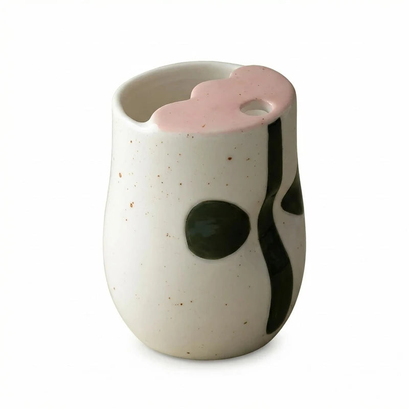Hand Painted Ceramic Mug With Straw Floral Nordic Minimalist Cute Cup For Home Table Office Desk For Women Christmas Gift Vue