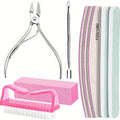 9Pcs/lot Nail Art 100/180 Grit Professional Files Buffer Sponge Block Brush Nail Scissors Kit With Cuticle Nipper Pushers Manicu Vue style7