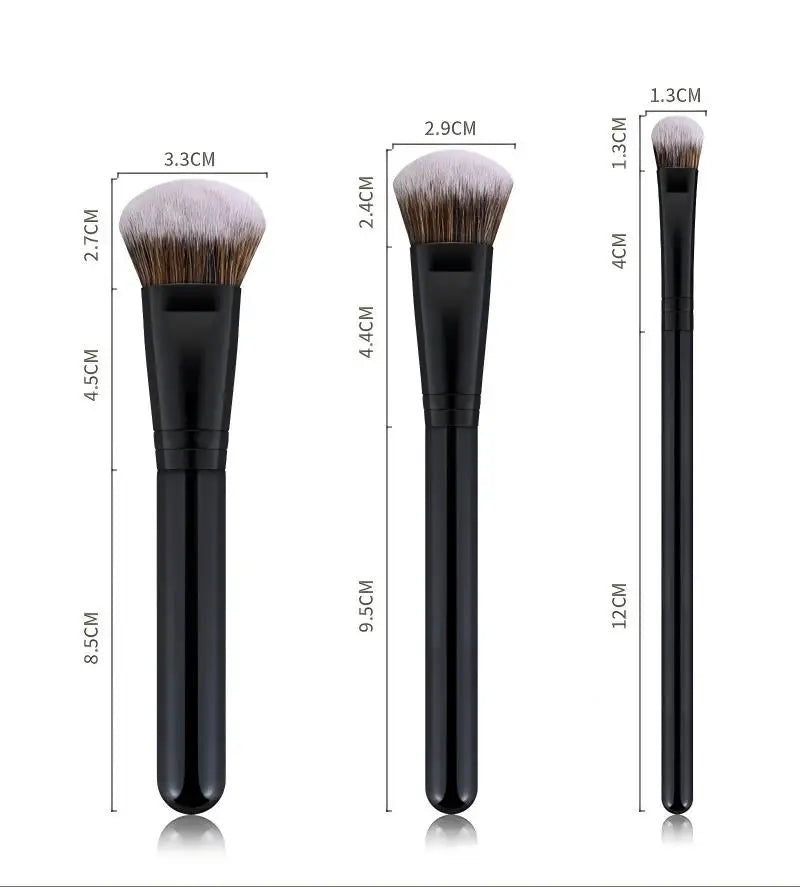 3pcs Brushes Private Label Multi Function Professional Angled Contour Foundation Brush Black Synthetic Hair Custom Logo 10sets Vue black