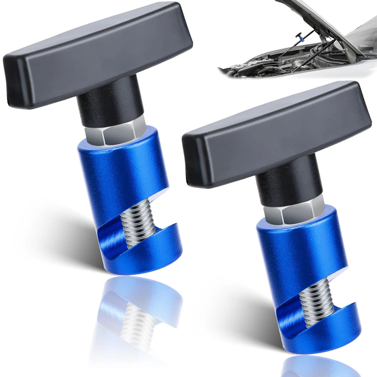 Metal Car Hood Strut Clamp, 11 mm Anti-Slip Lift Support Clamp, Universal Hood Holder for Car, Automotive Tools Engine Hood Prop Vue 2 Pcs Blue