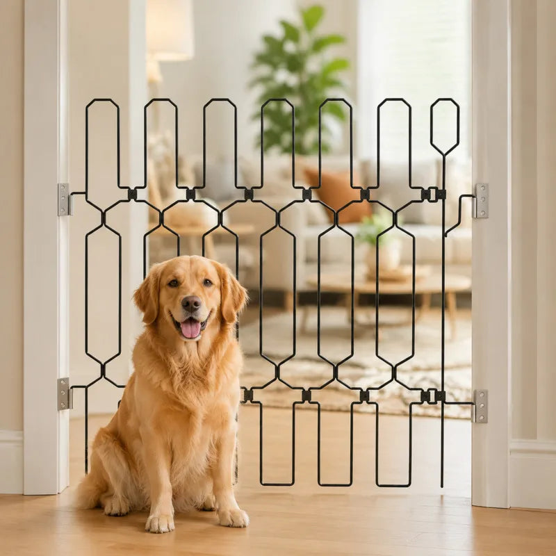 Retractable Metal Pet Gate Safety Adjustable No Drilling Indoor Outdoor 66CM Width 78CM Height Expandable Guard Fence Barrier Vue