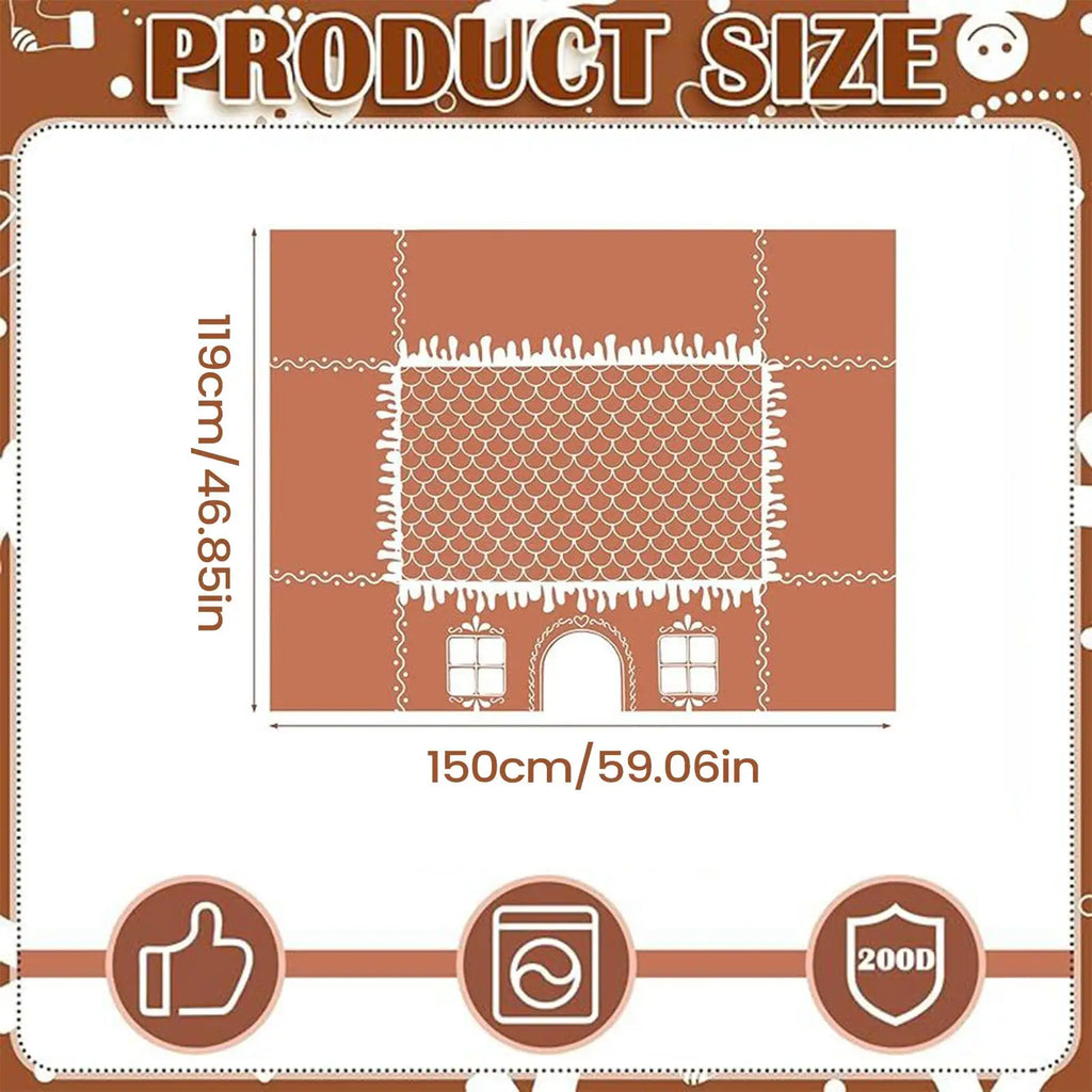 Gingerbread House Christmas Tablecloth & Runner Set, Reusable Farmhouse Holiday Table Decor for Kitchen Dining, Party & Festival Vue