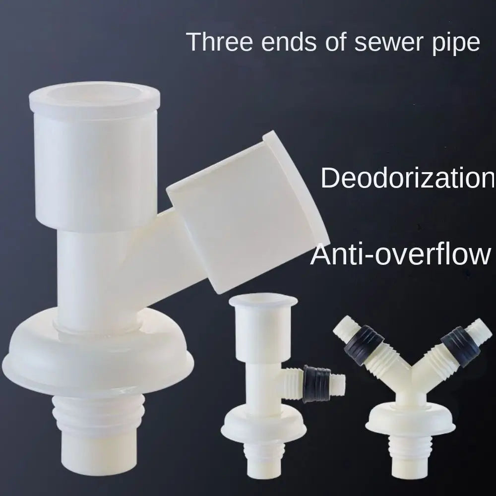 Dual-Interface Washing Machine Drain Tee Dual-Purpose Pipe Connector Floor Drain Joint Two-In-One Anti-Return Drain Pipe Tee Vue