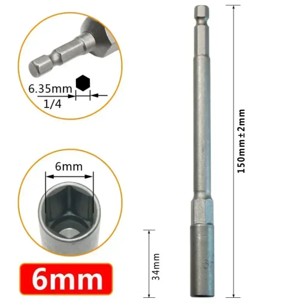 150mm Hex Nut Driver Socket Wrench Extension Adapter for Drills Socket Wrench Adapter Vue 6mm China Mainland