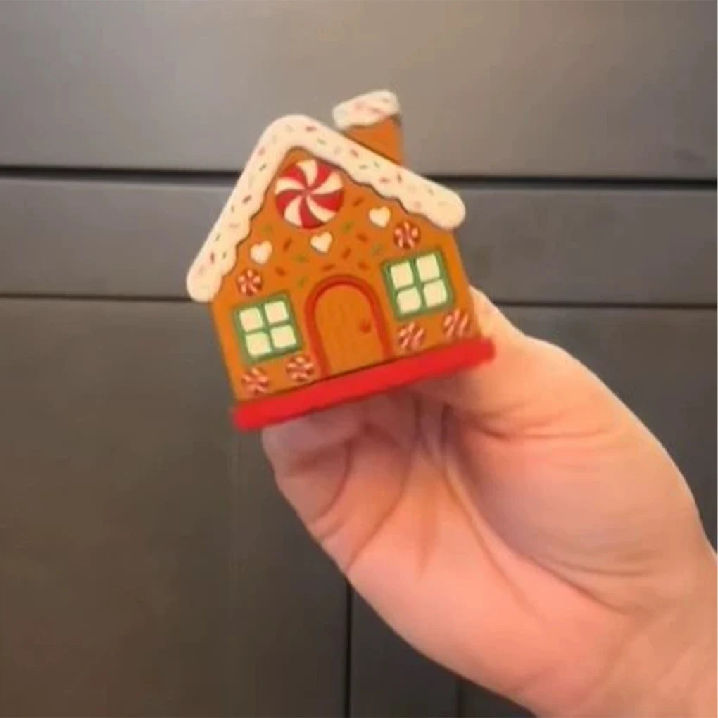 10x Christmas Button Covers Gingerbread House Shape Christmas Ensemble Enhancements Gingerbread Silicone Easy to Install Vue