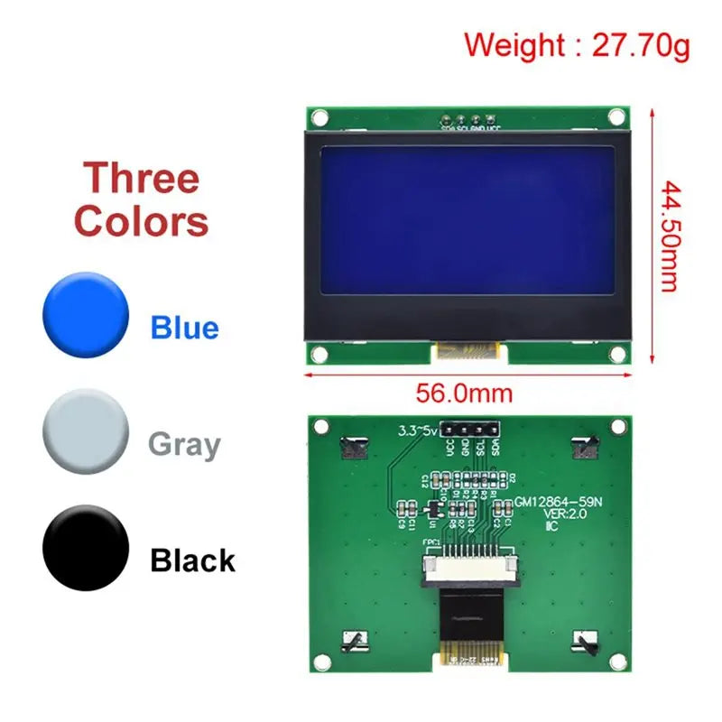 Hot-I2C LCD Module 128X64 12864 IIC ST7567S COG Graphic Display Screen Board LCM Panel Dot Matrix For Arduino C Vue