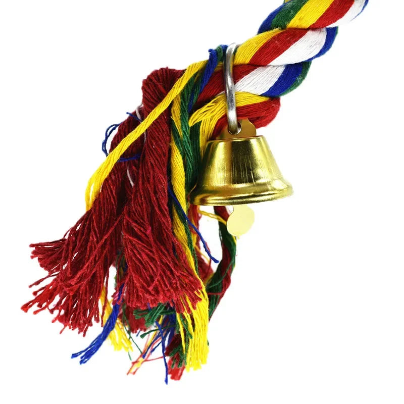 Bird Toys Parrot Climbing Rope Birdcage Suspension Pole Cotton Rope Swivel Ladder Parakeet Training Chew Toys Pet Supplies Vue