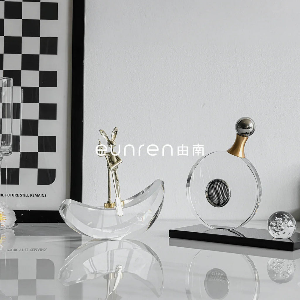 Luxurious Small Gold Rabbit Crystal Ornament Entryway Table Decoration Living Room Bar Cabinet Easter Gift for Her Vue