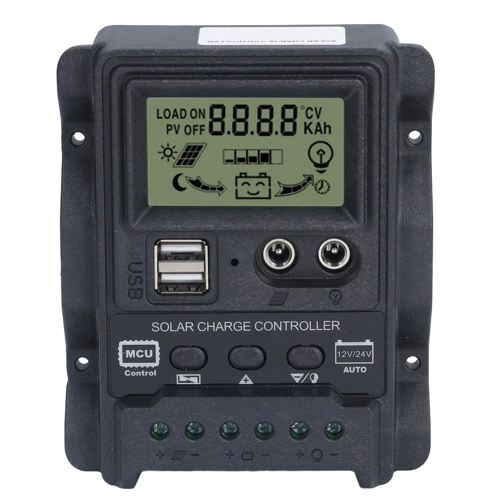 Dual USB Solar Controller ABS LCD Display PWM Charging Controllers Light Control 12V24V Solar Controller Vue 10A