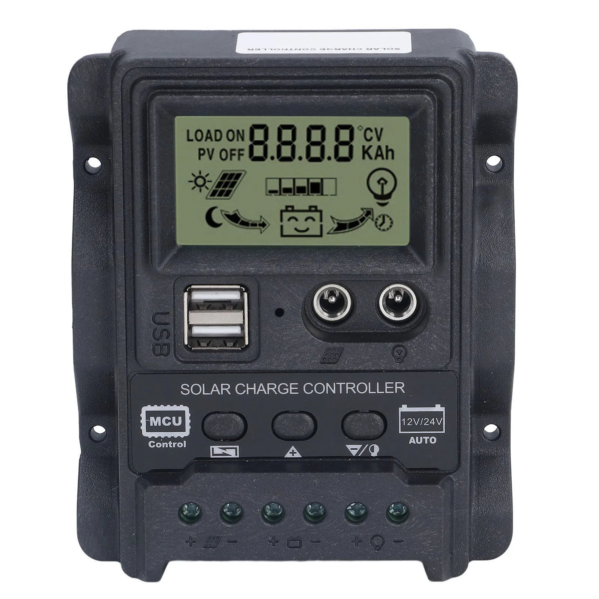 Dual USB Solar Controller ABS LCD Display PWM Charging Controllers Light Control 12V24V Solar Controller Vue 10A