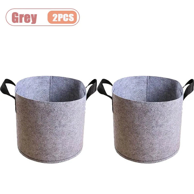 1-4PCS Felt Grow Bag Thickened Nonwoven Plant Pot for Bonsai Garden Balcony Vegetable Flower Aeration Container Vue Grey-2PCS 12Gallon