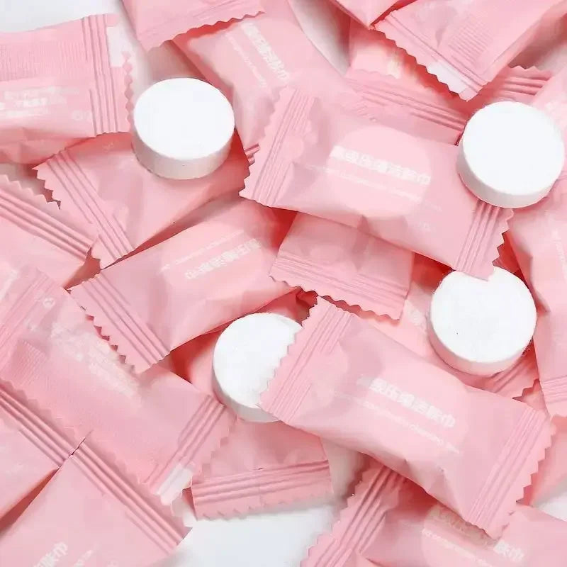For Sensitive Compressed Bag 50PCS Compressed Towels Travel In Suitable Skin Cotton Cleansing Towel Disposable Face Pack Vue