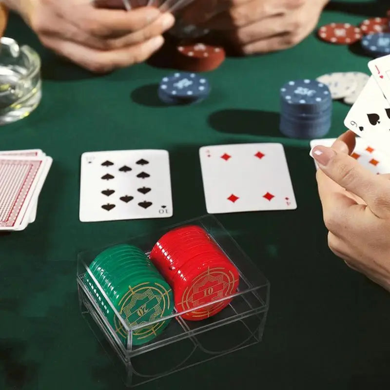 Acrylic Poker Chip Rack – 40-Chip Clear Storage Tray with Lid Poker Chip Rack Vue