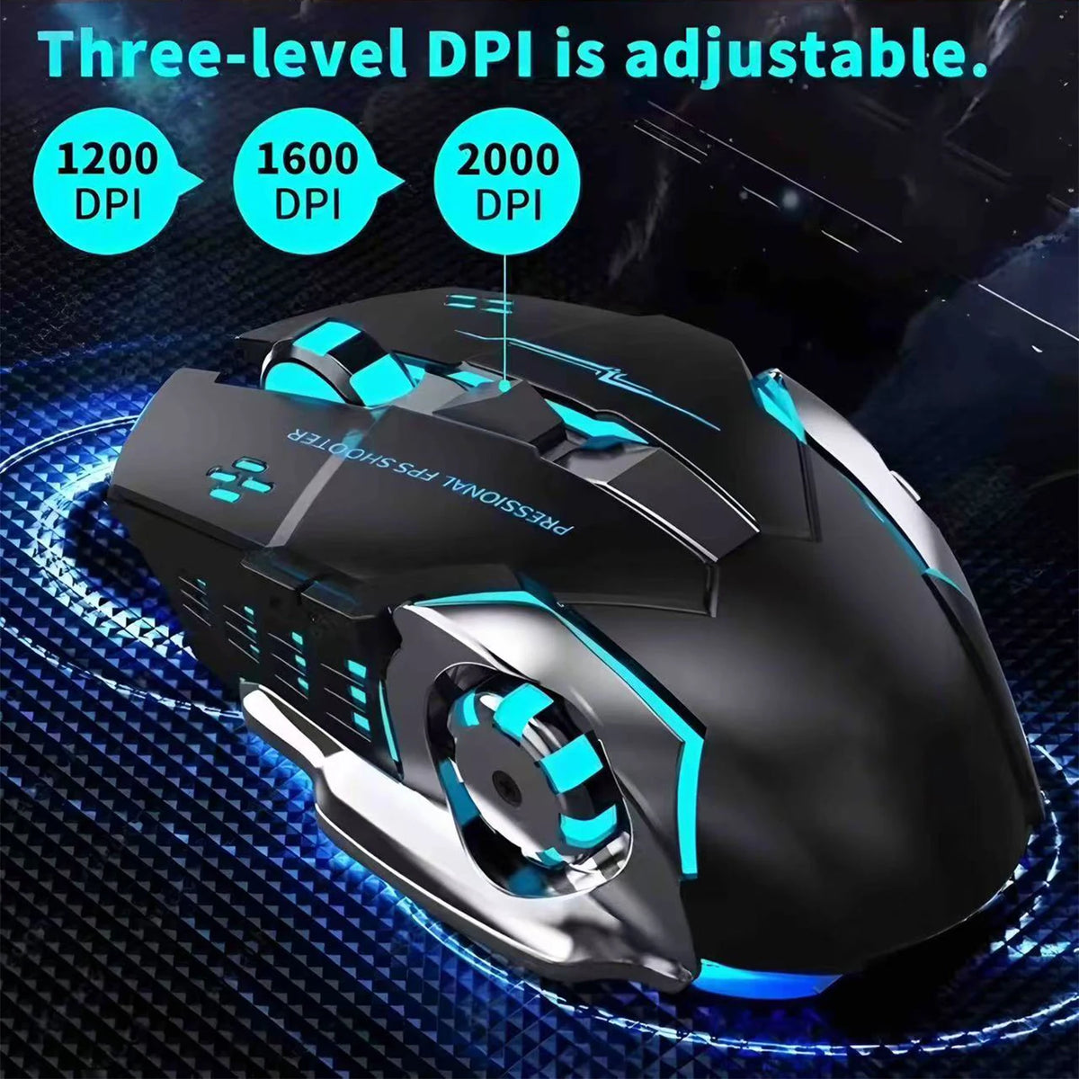 KaiAqua Wireless Gaming Mouse – RGB Backlit Rechargeable Wireless Gaming Mouse Vue