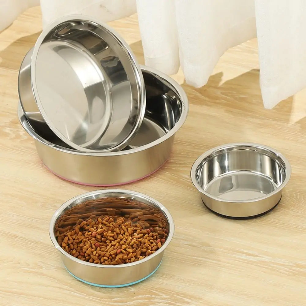 Silicone Bottom Dog Basin Anti-slip Stainless Steel Cat Dog Bowls Heat Resistant Extra Thick Cat Water Drinking Bowl Vue