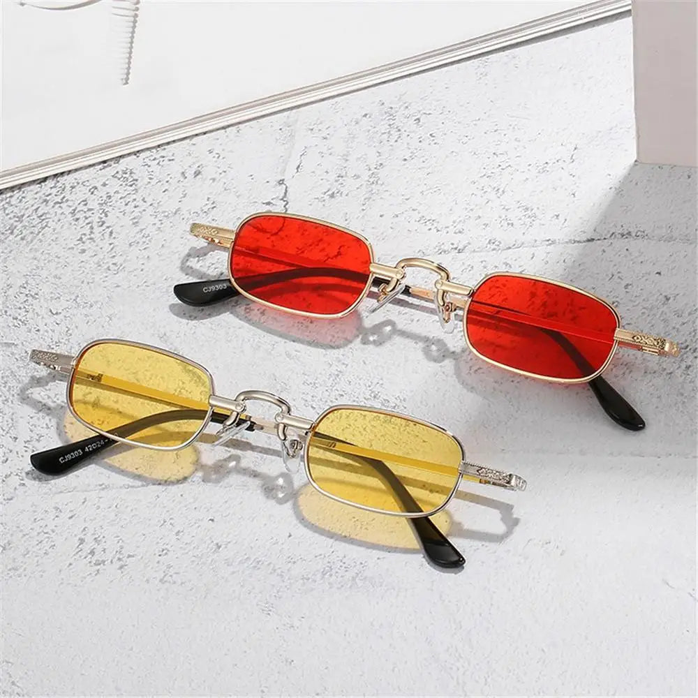 Small Rectangle Sunglasses Women Men Retro Metal Frame Punk Sun