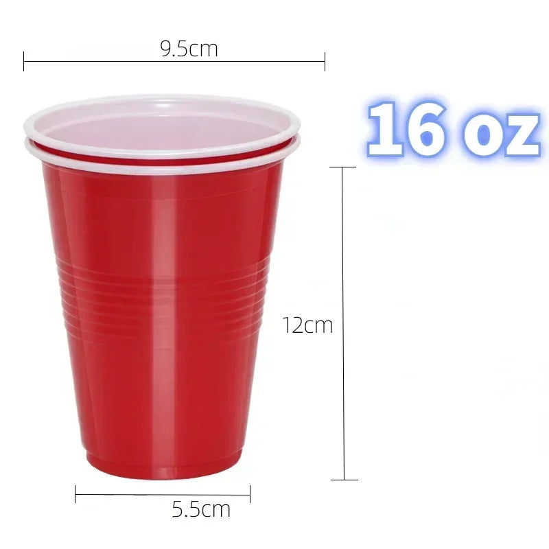 16oz Disposable Plastic Party Cups Bulk 50-Pack – Red & Blue Disposable Party Cups Vue