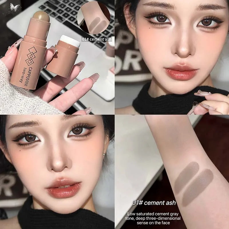 Face Contour Bronzer Stick Moisturizing Silky Three-dimensional Contour Pen Natural Matte Gray Brown Nose Shadow Makeup Contour Vue 01 Cement Gray