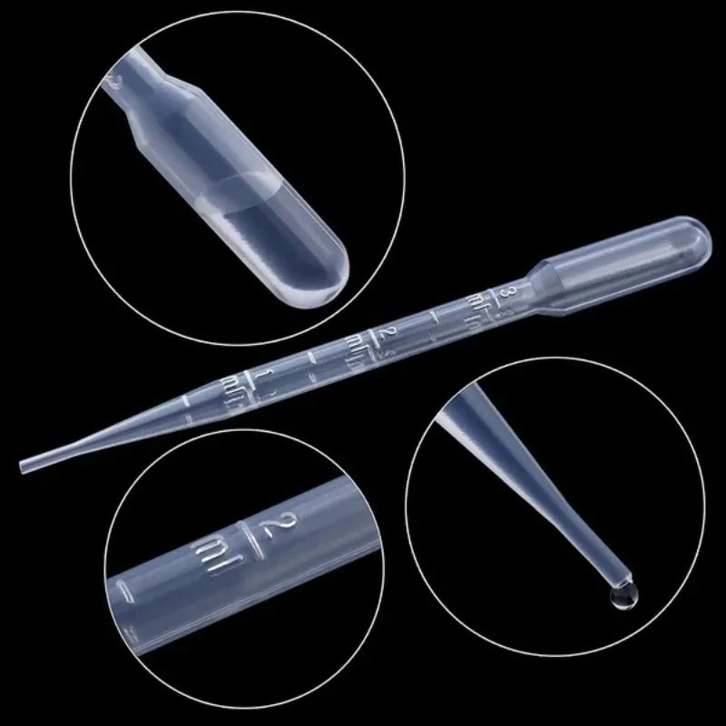vvocci 3ml Clear Graduated Pipettes Plastic Disposable Dropper Labware Transfer Pasteurized Cups 100 Test Tubes Vue