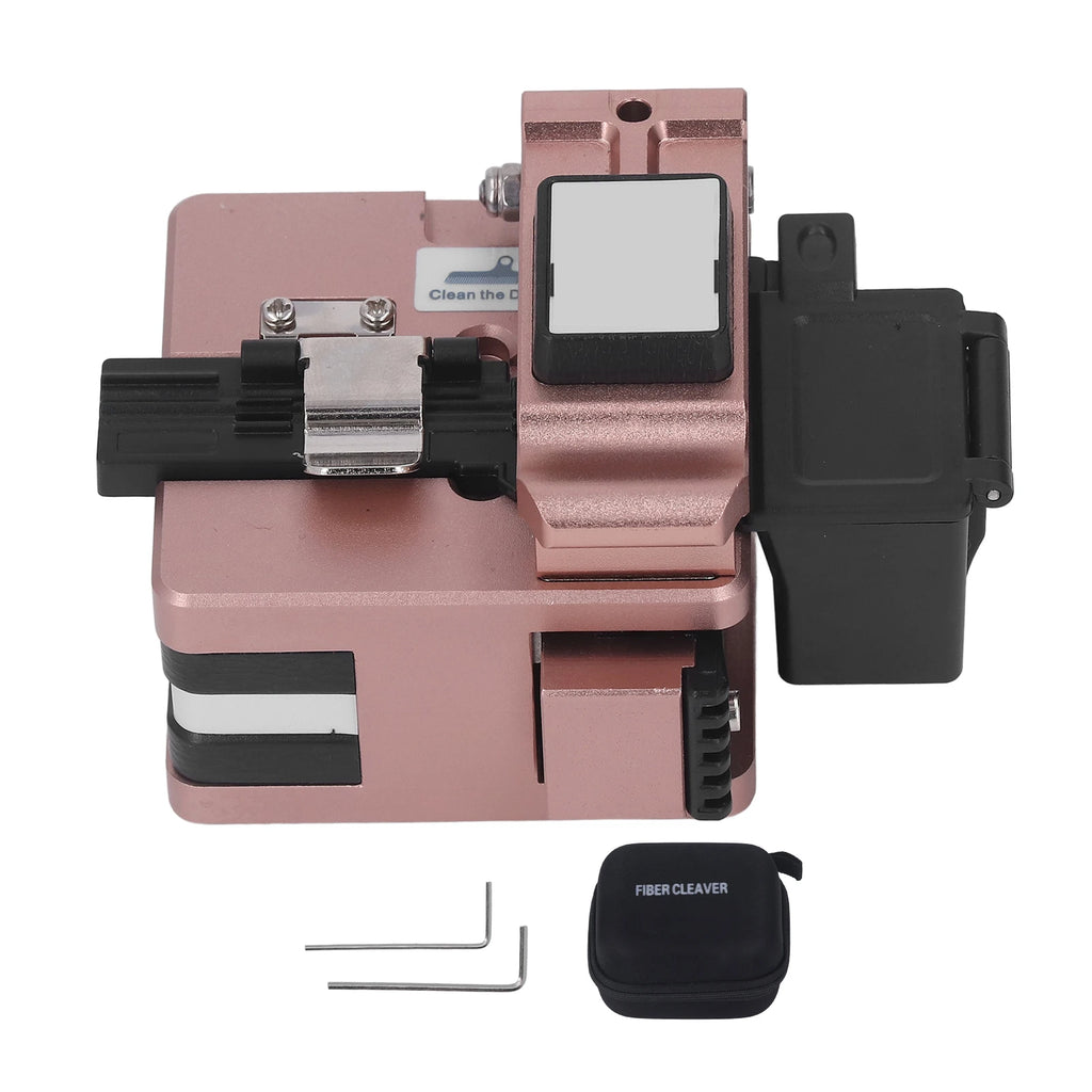 Fiber Cleaver Optic Cutting Tool Cleaver Cold Connection Hot Melting High Accuracy Cutter Cutting Tool with Waste Box Vue Pink