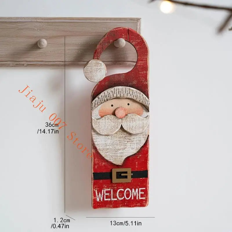 Christmas Wooden Door Sign | Santa & Snowman | No-Residue Tape Christmas Door Sign Vue