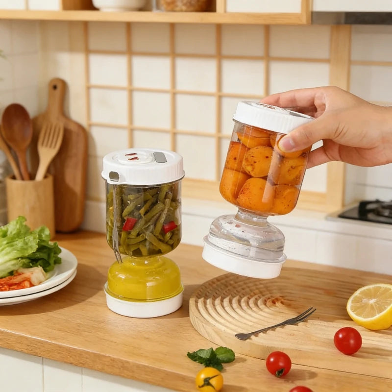Pickles Jar with Lids Strainer Olives Hourglass Jug Food Storage Kimchi Container Jalapenos Fermentation Kitchen Separator Vue