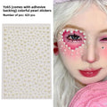 1 Sheet 3D Coloful Pearl Eyes Face Tattoo Self Adhesive Face Gem Jewels Eyeshadow Stickers Round Pearls Makeup Rhinestones Vue Beige