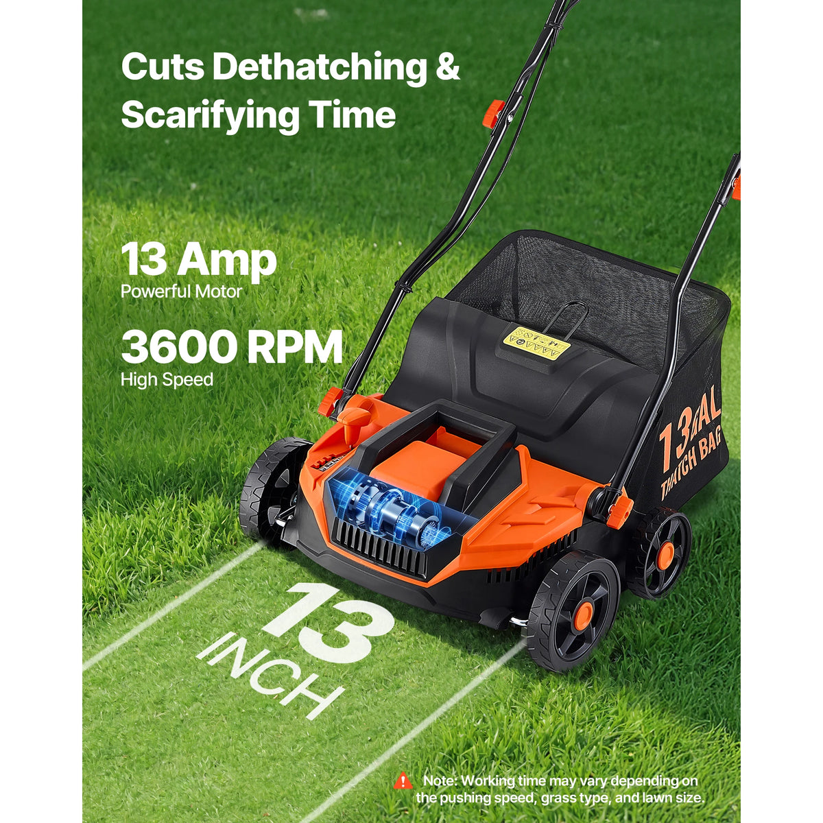 SucceBuy 2-in-1 Electric Dethatcher & Scarifier | 13"/16" Electric Lawn Dethatcher Vue